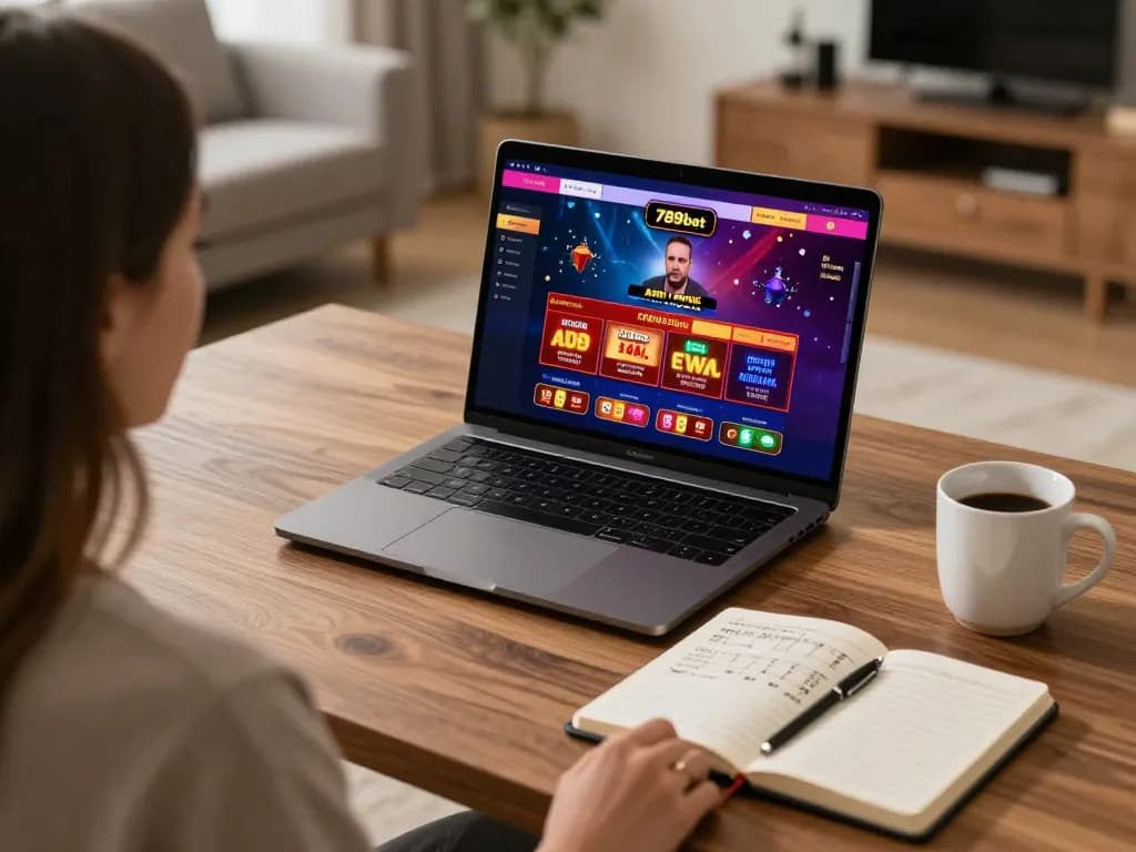 Engaging online gaming setup with 789bet's platform, showcasing strategic betting atmosphere at home