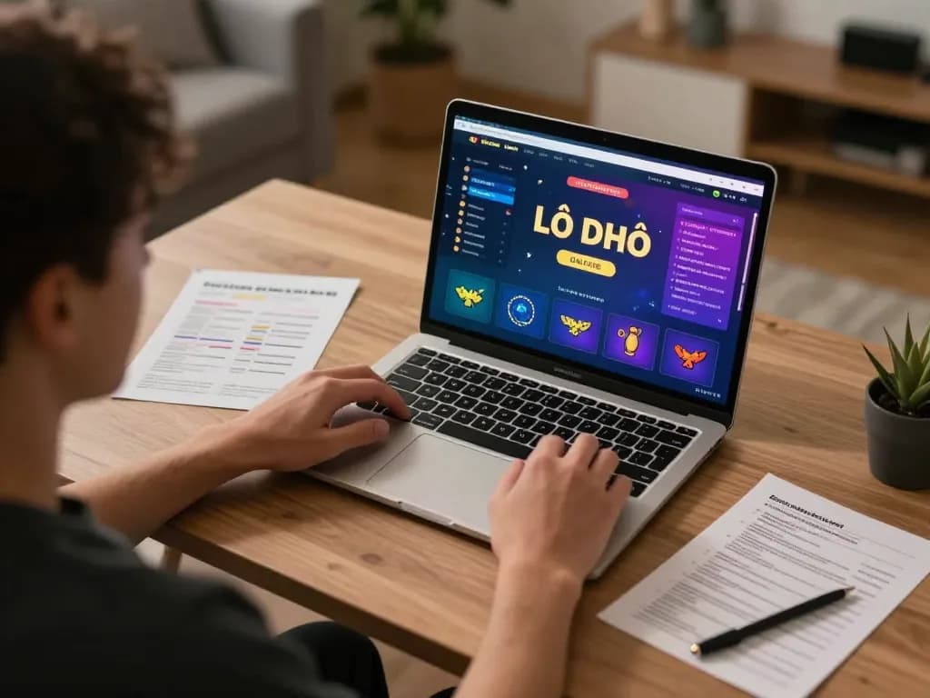 Lô Đề Online session with a focused player analyzing betting strategies at home