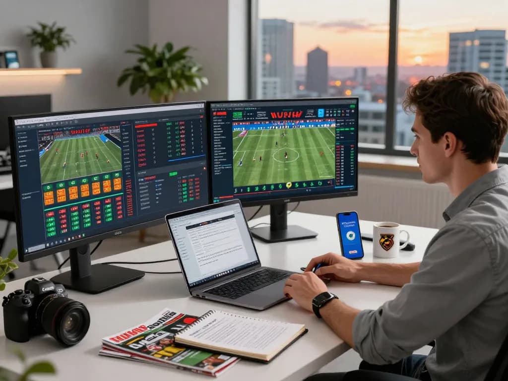 Live betting odds analysis scene highlighting tỷ lệ kèo in action with sports data dashboards and focused analysts.