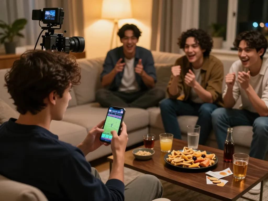 Socolive live sports betting excitement at home with friends enjoying a match.