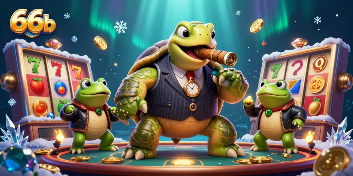 Engage in thrilling casino entertainment with 66b showcasing dynamic slot reels and vibrant characters.