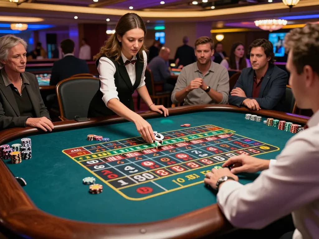 RED88 player placing a bet at an engaging live roulette table in a vibrant casino environment