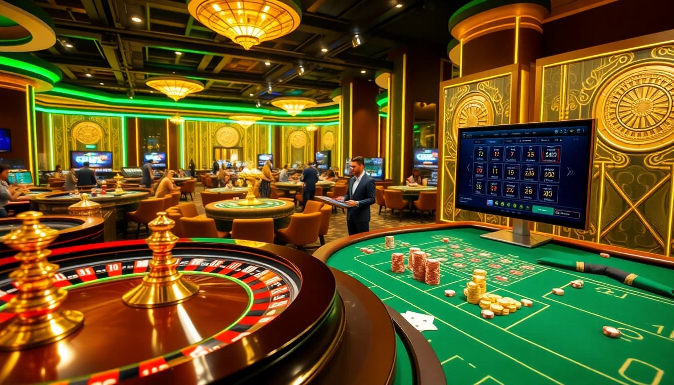 Engaging chotruyen users with an exciting casino atmosphere filled with poker chips and roulette wheels.
