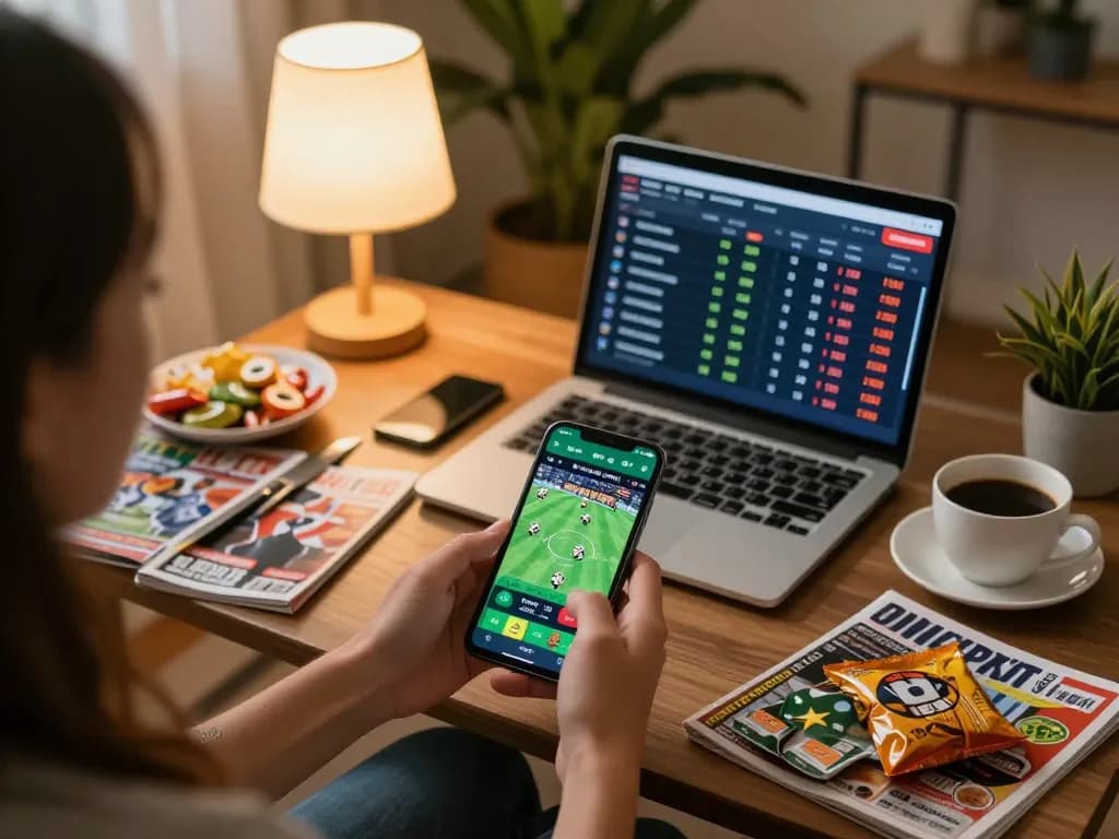 Engaging in keo nha cai 5 betting on a smartphone with sports stats displayed.