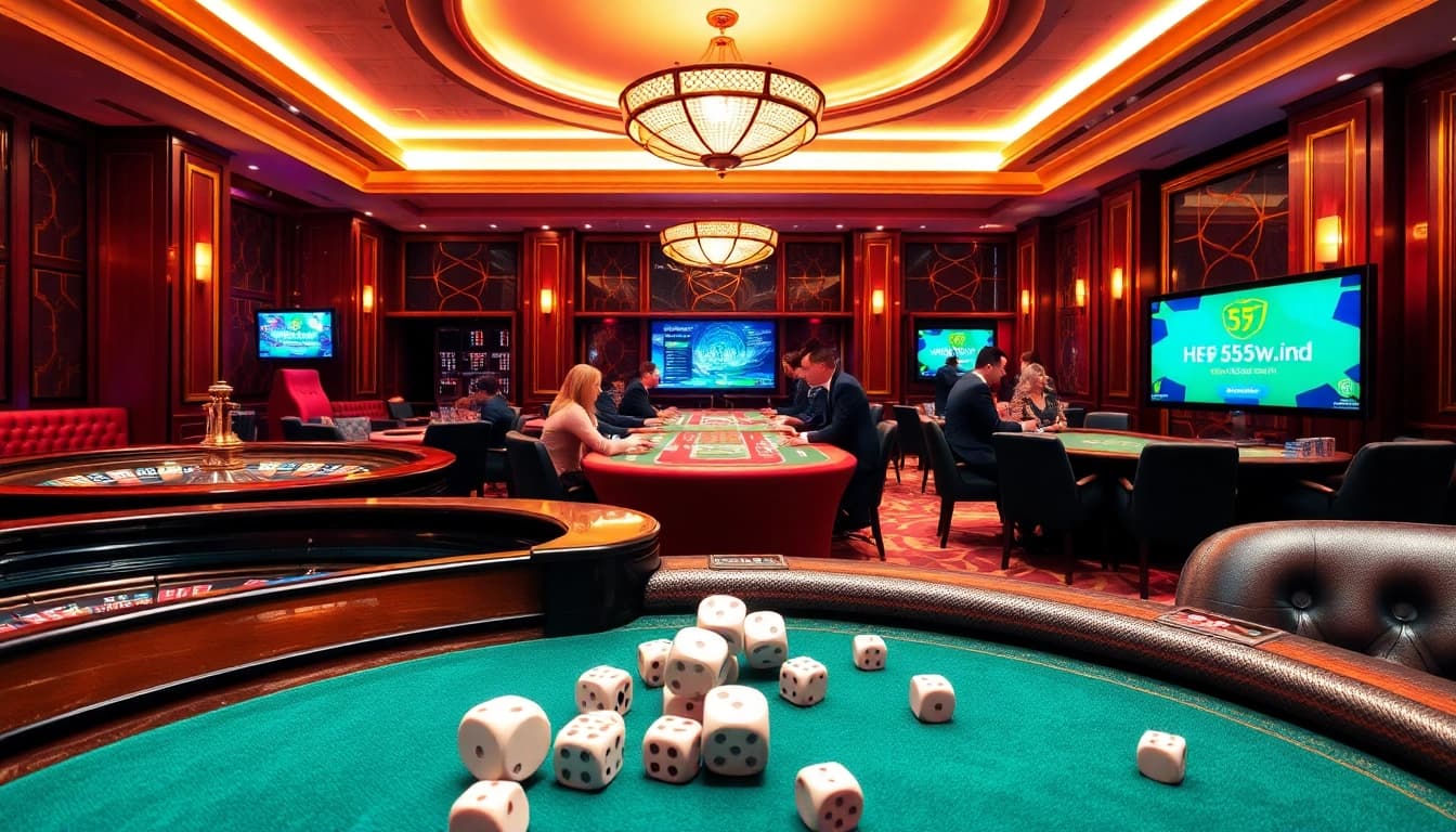 Experience luxury and excitement at https://555w.in/ with engaging casino games and players at the roulette table.