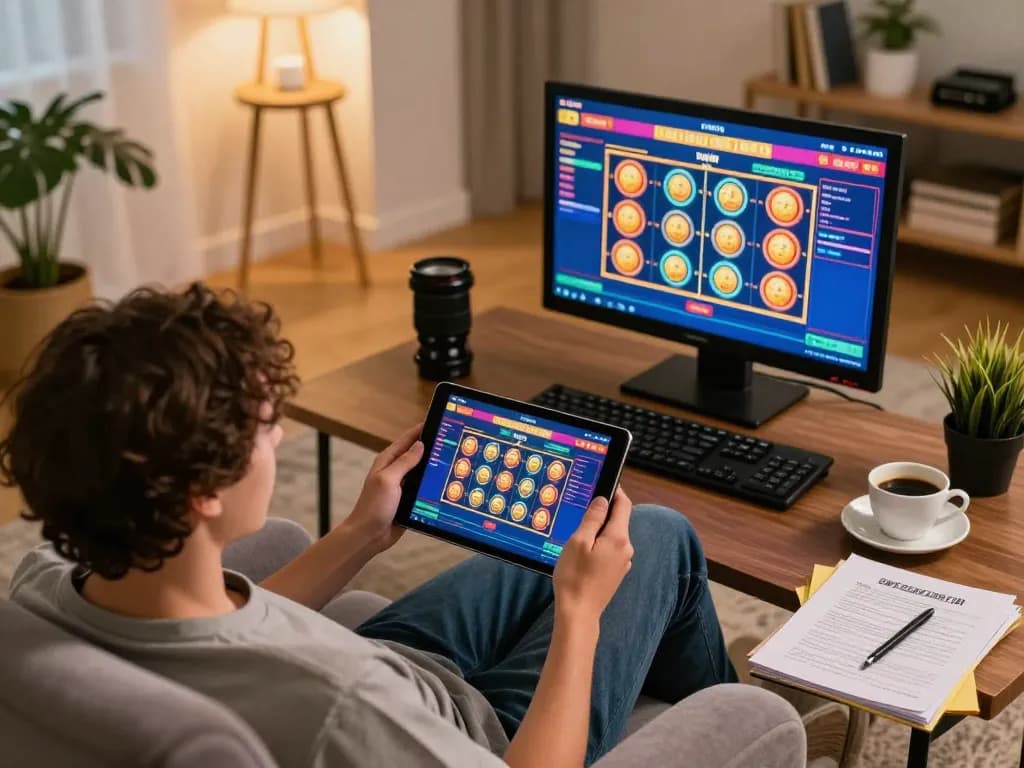 Engaging in online gaming at https://xx88.day/, a customizable tablet experience with vibrant slot games displayed.
