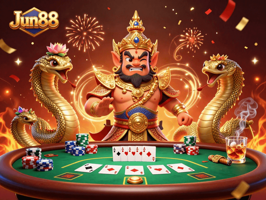 Enhance your experience at Jun88 with a vibrant poker scene full of excitement and action.