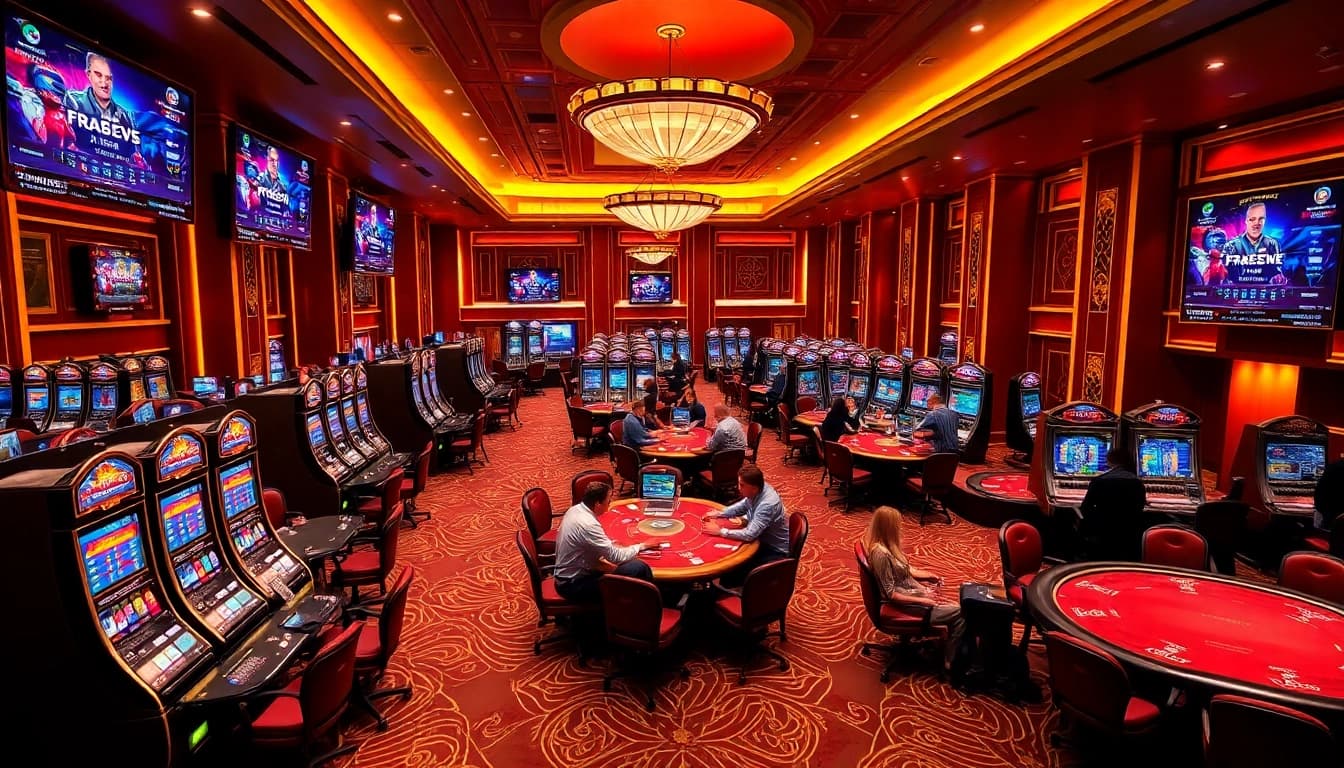 Experience excitement at Thabet casino with engaging gaming tables and vibrant slot machines.
