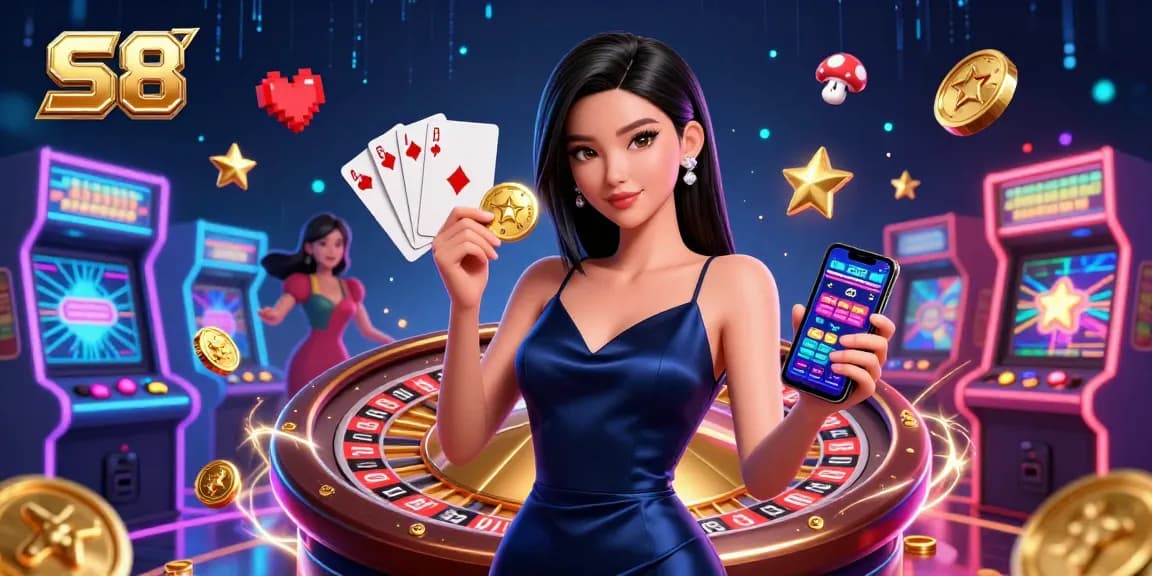 S8 creates winning moments in casino gaming, featuring a confident woman with a golden chip and smartphone.