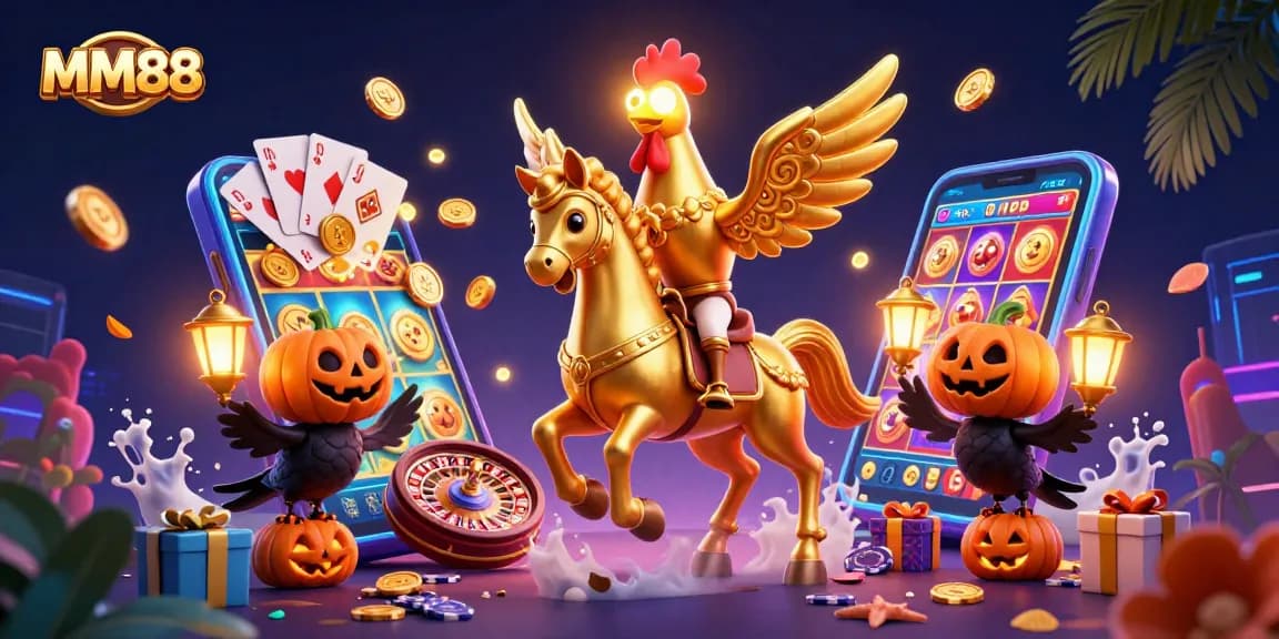 Experience the thrill of MM88 casino with vibrant, engaging gaming visuals in a dynamic scene.