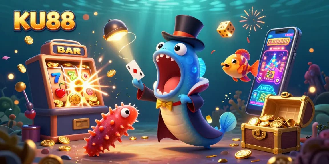 Engage with thrilling KU88 casino games while a magical underwater scene captivates players.