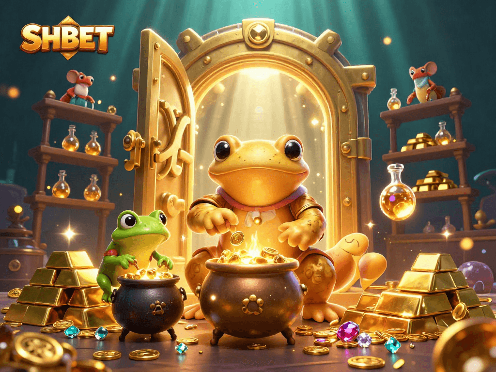 Engage with SHBET's exciting world of online gaming in this dynamic 3D illustration.