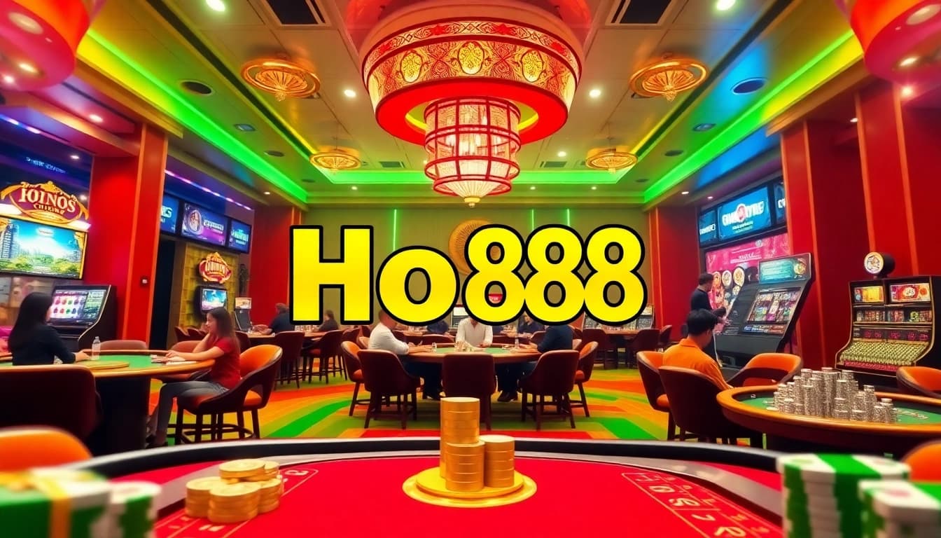 Experience thrilling online gaming at Ho88 with vibrant casino visuals and engaging atmosphere.