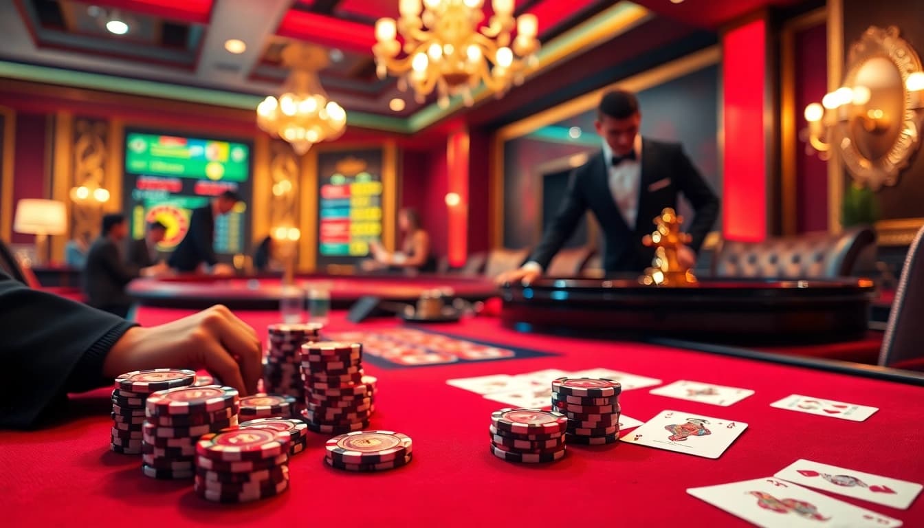 Immersive casino experience with link vào gg88 integrated, showcasing poker and roulette excitement.