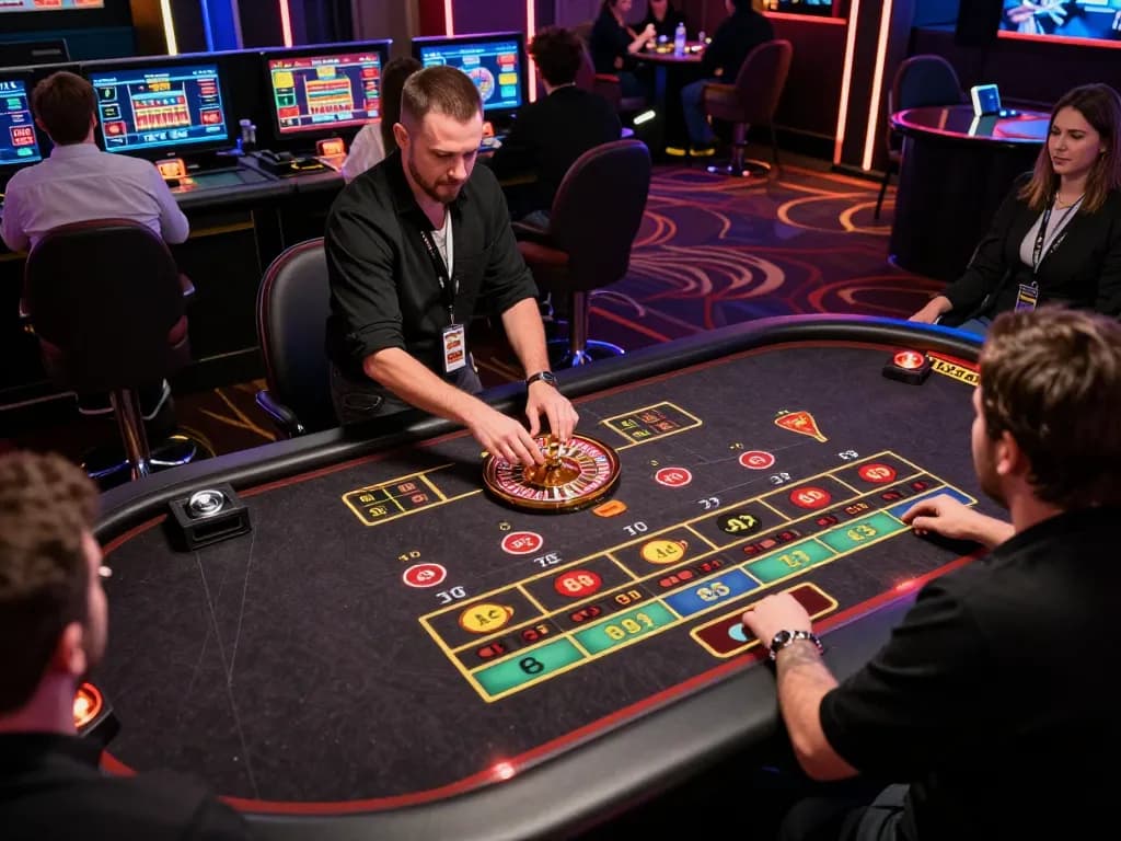 LUCKY88 players engaging in a vibrant live dealer roulette game showcasing excitement and interaction