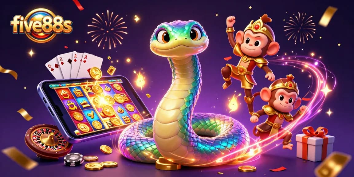 Engage with thrilling games at five88s amid colorful 3D casino elements, perfect for exciting gambling experiences.