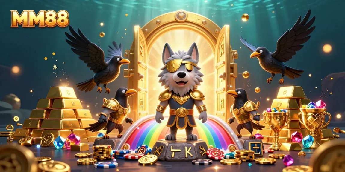 Experience MM88 with a fantasy-themed illustration showcasing a rich casino atmosphere.