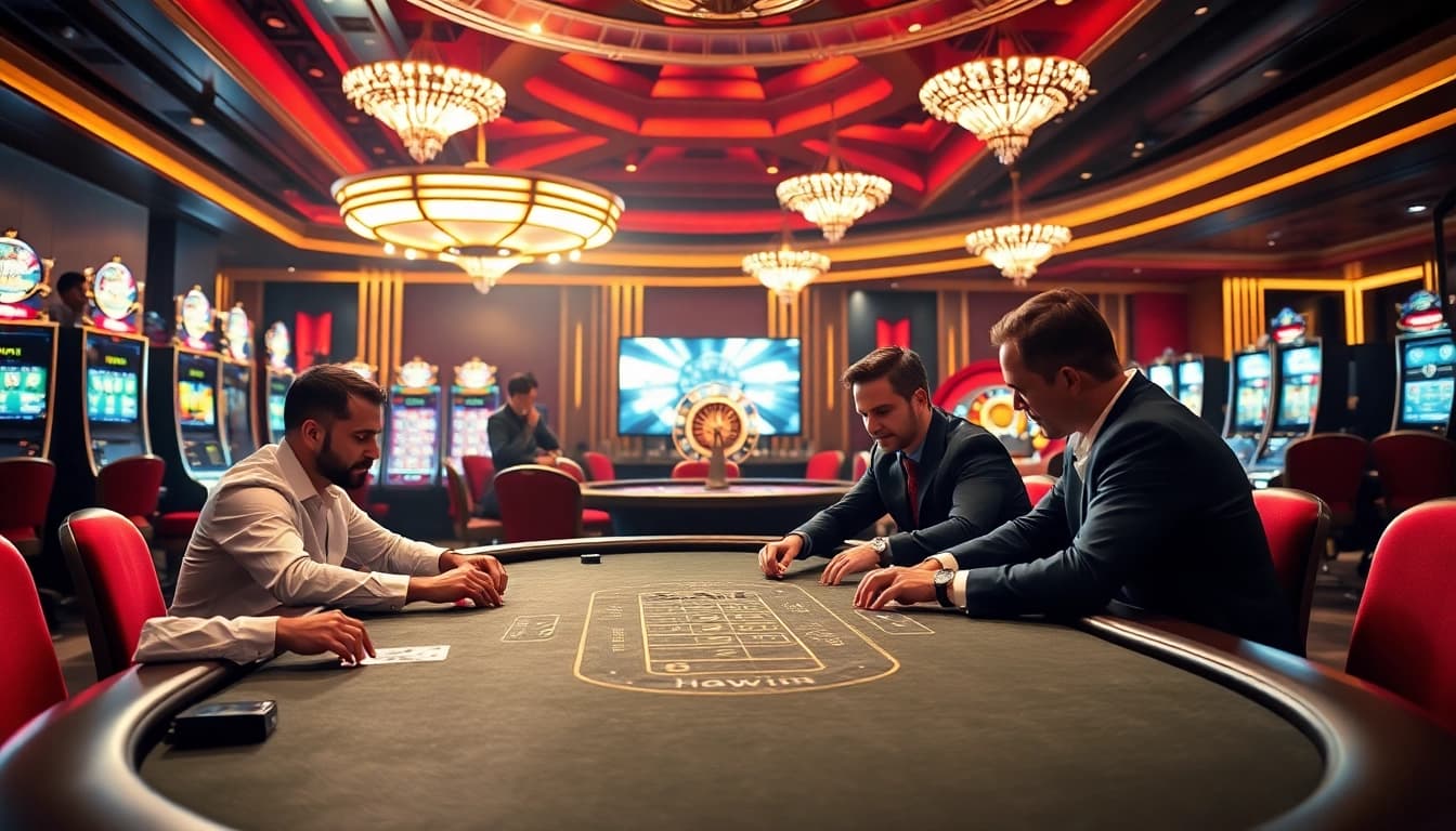 Play thrilling poker at Haywin with high stakes and vibrant casino atmosphere.
