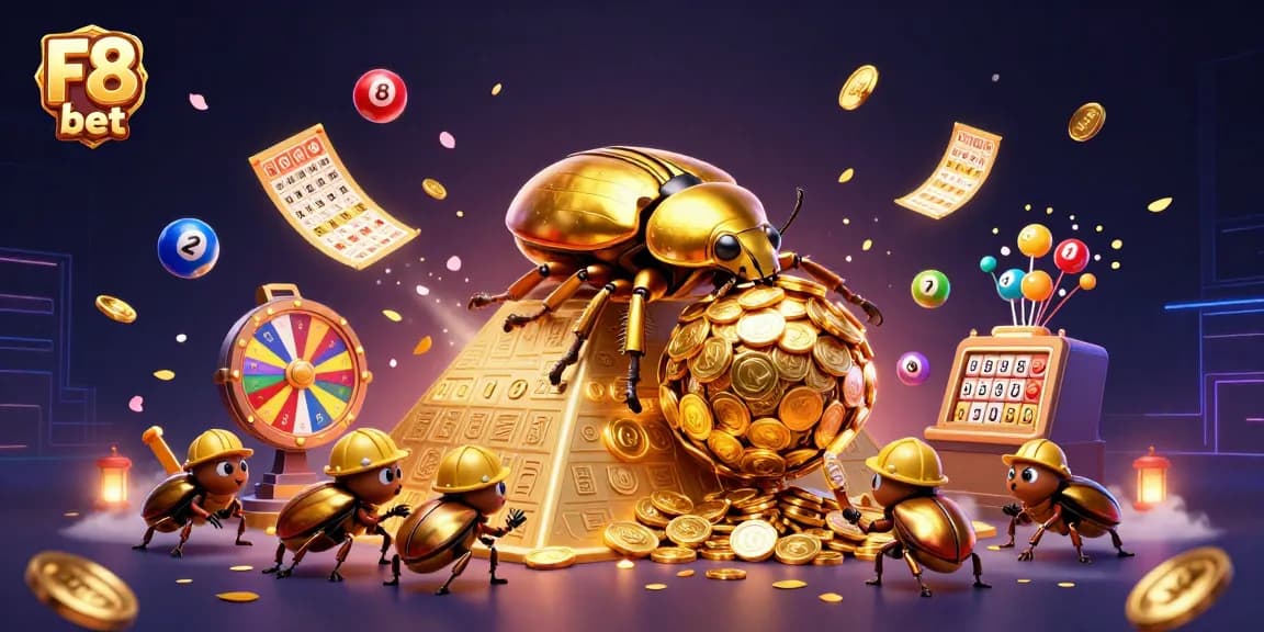 Experience the thrill of F8 bet with vibrant casino symbols and dynamic gameplay elements.