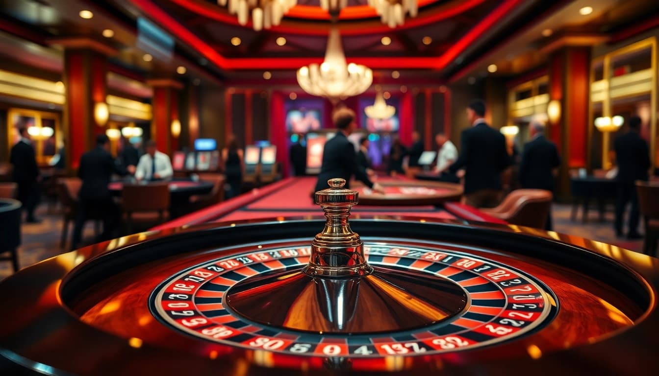 Experience the excitement of the rr88 link at a glamorous casino roulette table.
