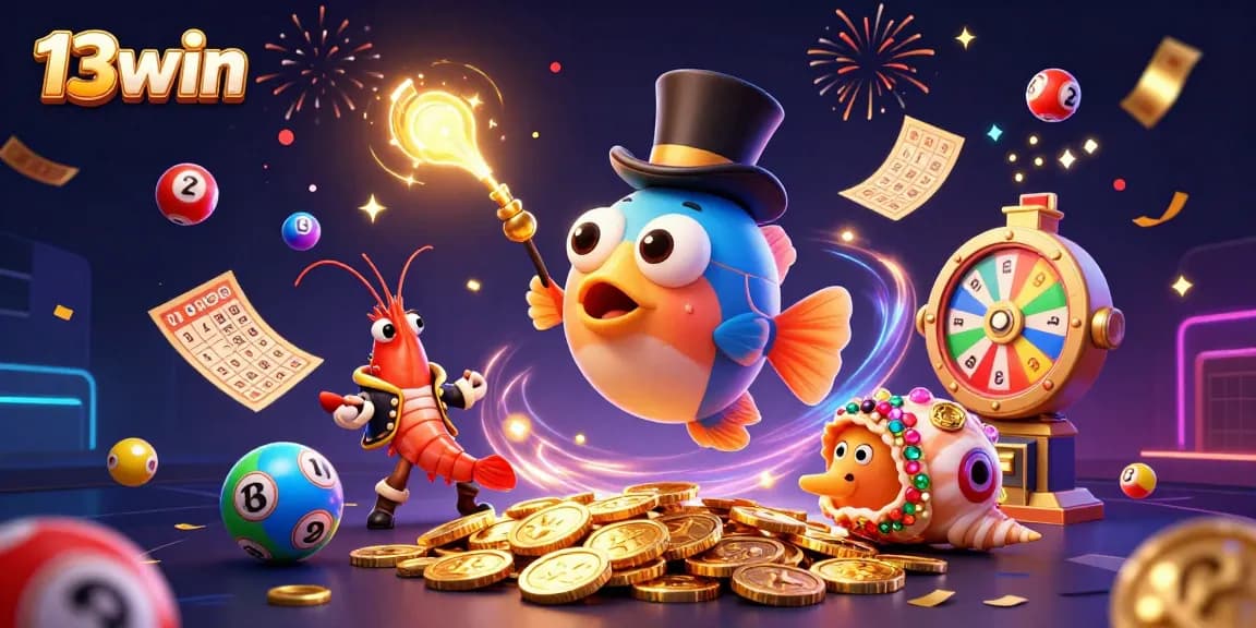 Experience winning at 13win with dynamic lottery balls and thrilling rewards in an immersive underwater scene.