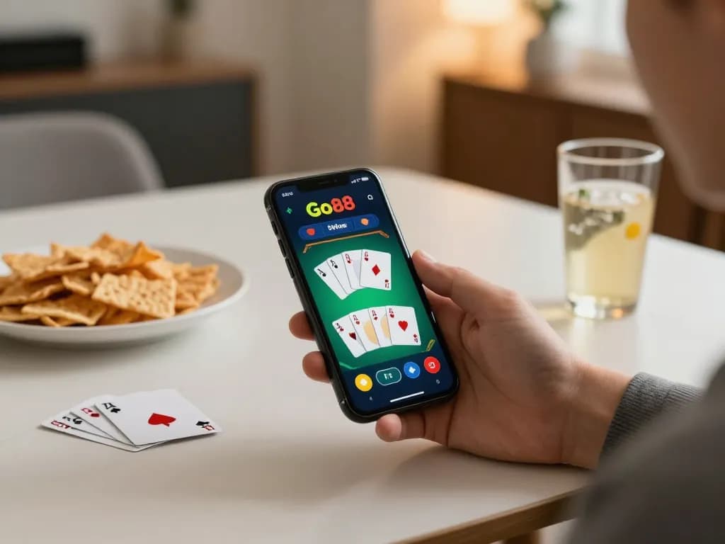 Play Go88 to enjoy exciting mobile gaming experiences with vibrant poker action and snacks at home.