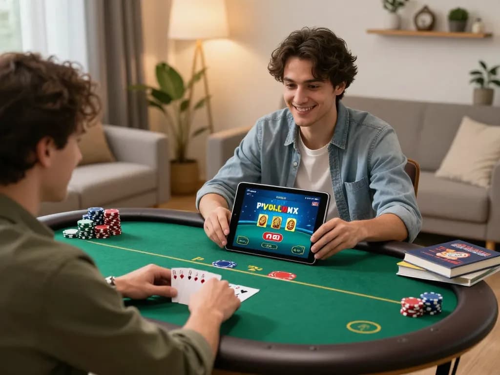 Engaged player enjoying poker gameplay on tablet while exploring 88clbgo
