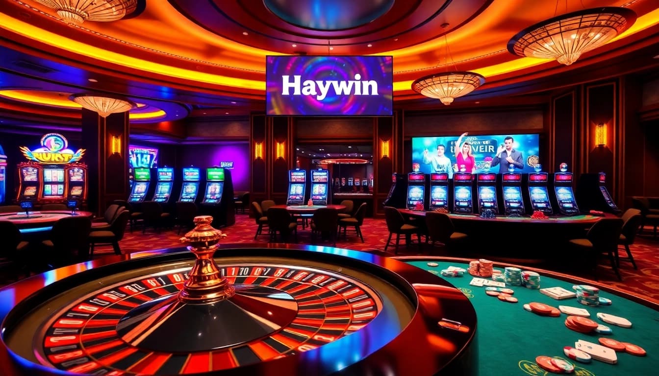 Experience the thrill of Haywin with vibrant casino tables and winning cards.