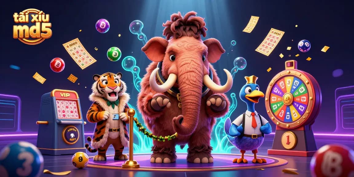 Experience the thrilling atmosphere of tài xỉu md5 with dynamic characters and games in a vibrant casino setting.