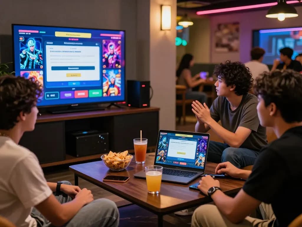 789win đăng ký registration on a laptop while friends enjoy live betting at home.