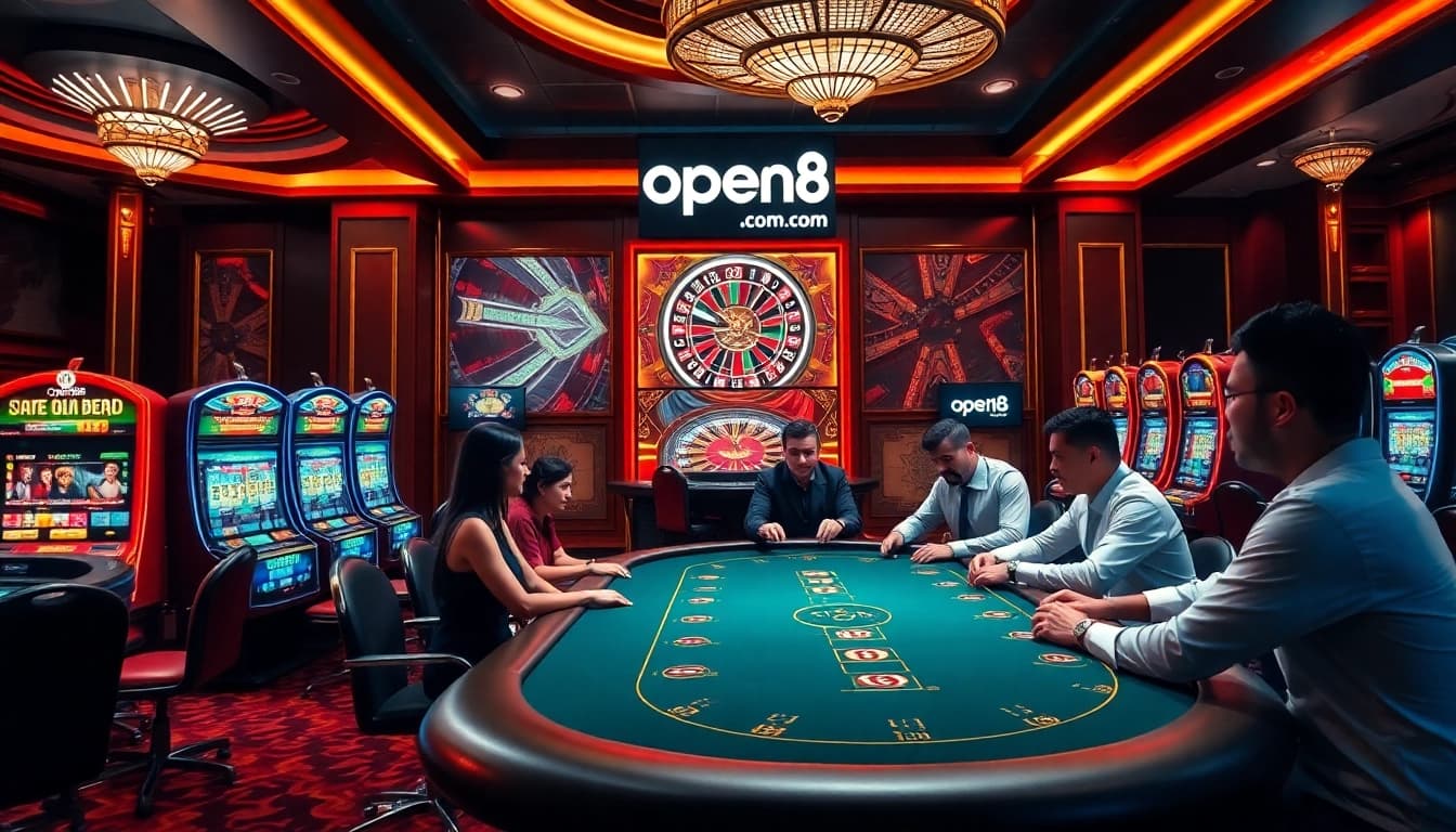 Experience excitement at open88 com with engaging casino tables and vibrant slot machines.