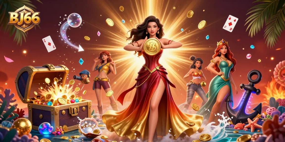 Spin brighter wins at BJ66 with vibrant coins falling from the golden winner's hands.