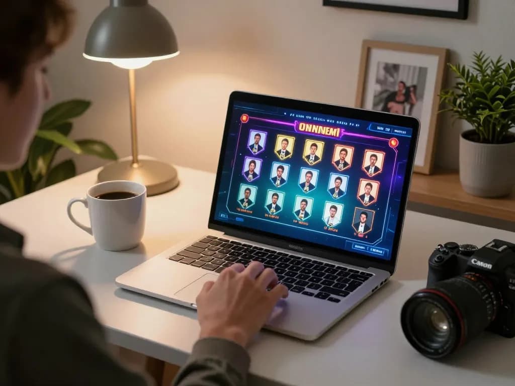 Person engaging in online poker on laptop, showcasing MM88 gaming interface in a cozy home setting