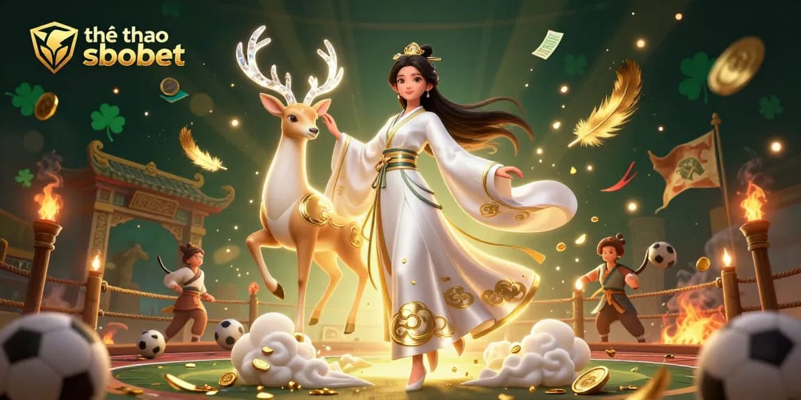 Bet on thể thao sbobet with vibrant 3D illustration showcasing a fantasy sports betting scene filled with energetic elements.