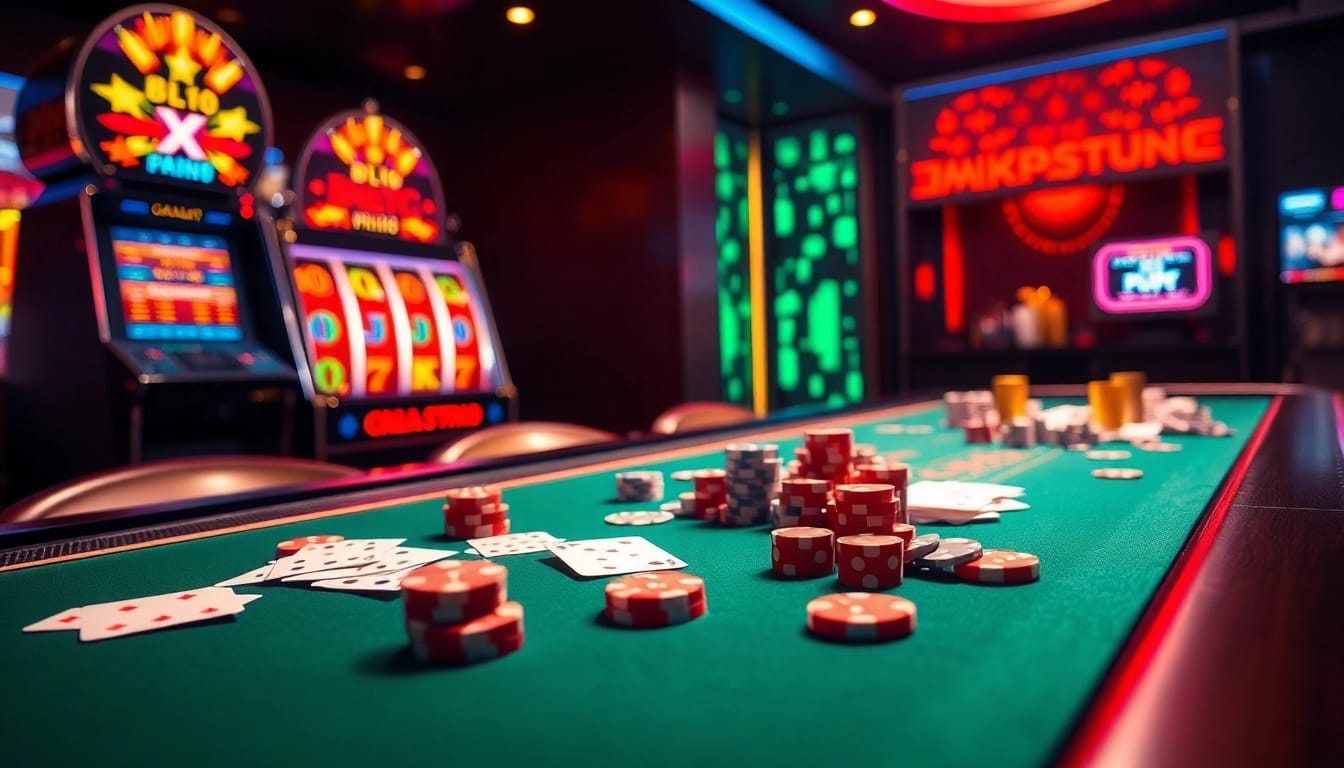 Iboslot alternatif offering exciting online casino gaming with vibrant cards and slot machines.