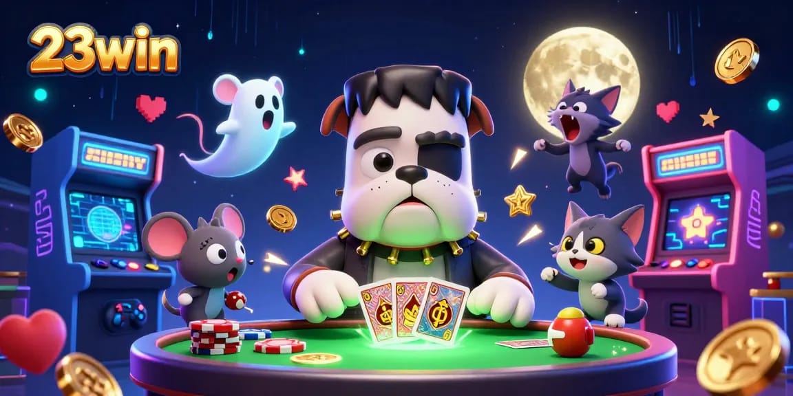Engage with 23win's thrilling gaming experience featuring vibrant casino elements filled with energy.