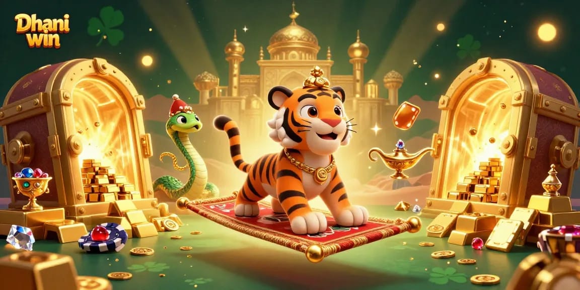 Engage with Dhani win's thrilling games in this dazzling 3D scene of excitement and wonder