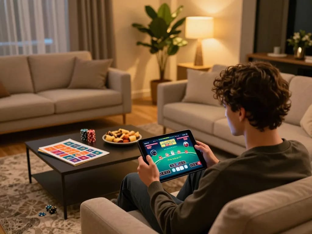 Engaging in online poker at home using okking1 tablet for a premium gaming experience.