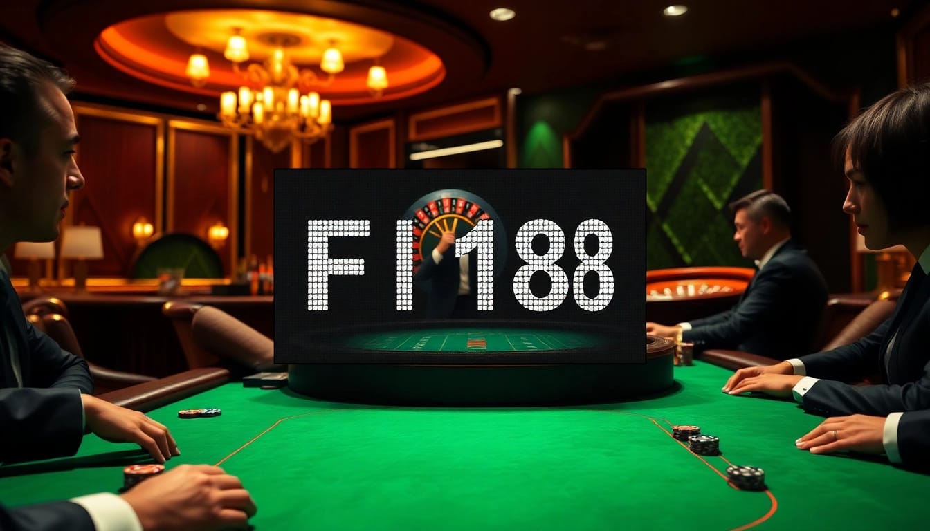 Experience excitement at F 168's high-stakes poker table, where elegant players compete for big wins.
