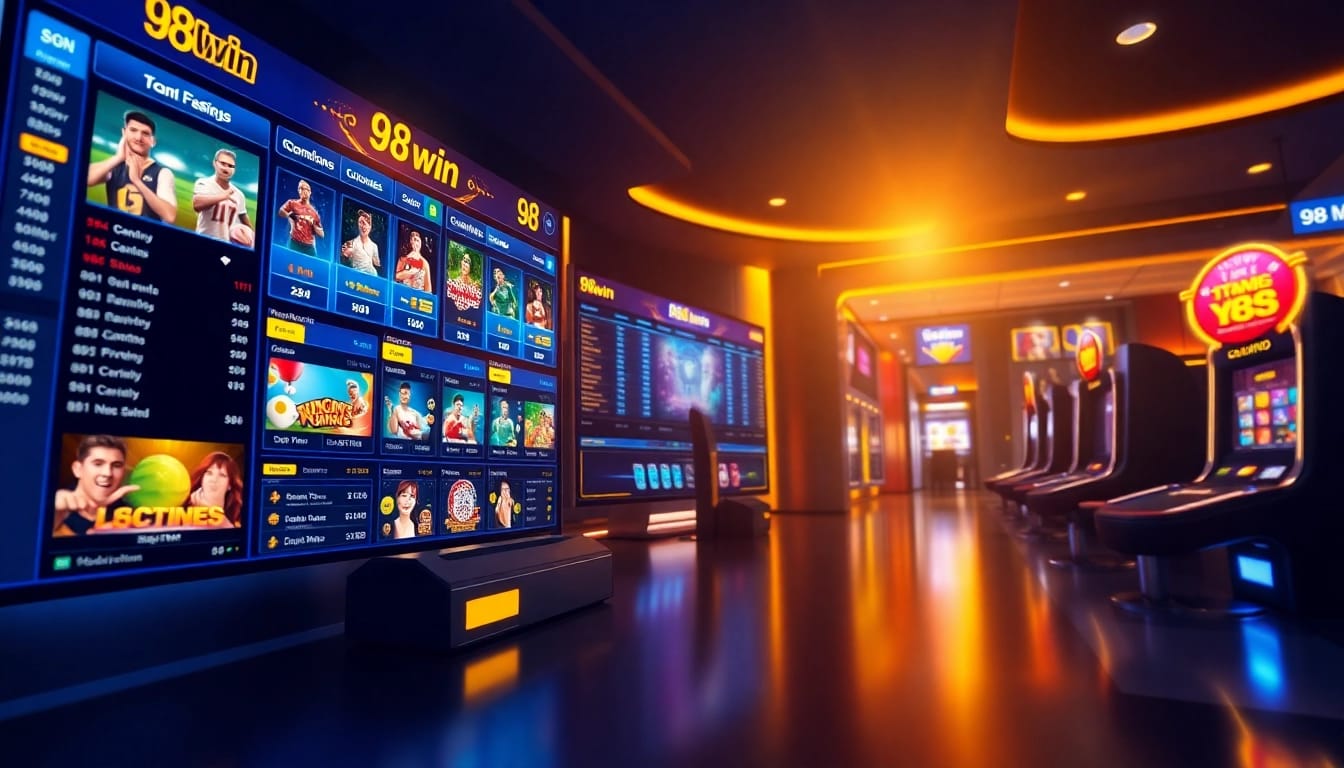 Engaging scene highlighting 98win's vibrant online betting and gaming interface.