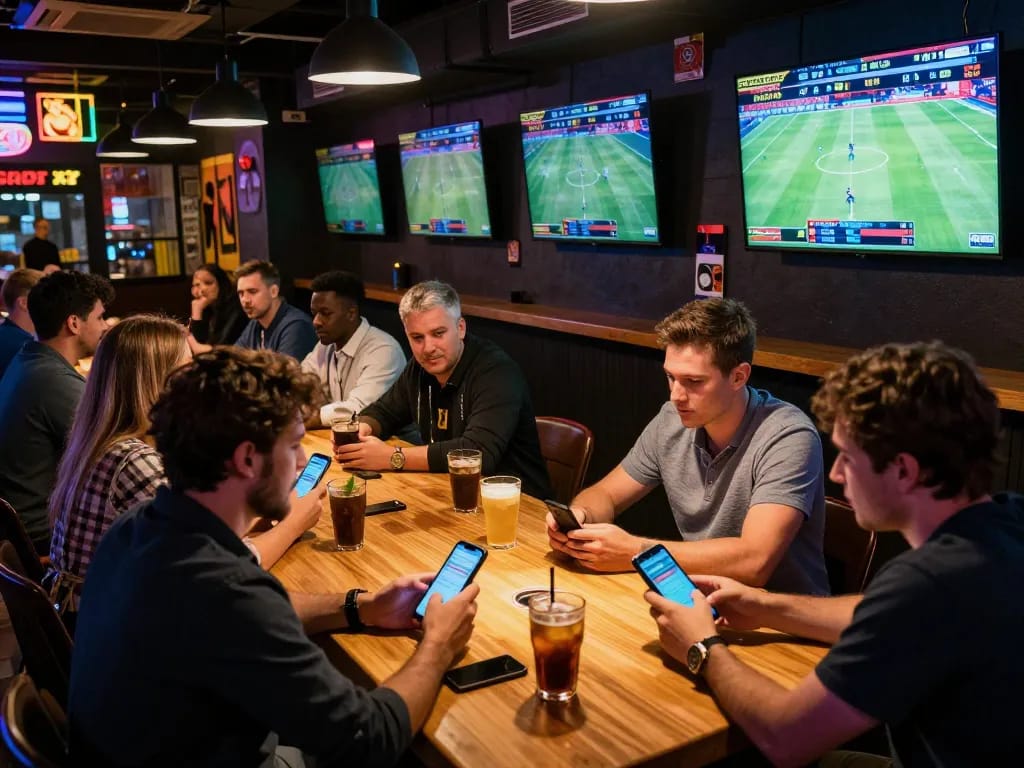 Engaging sports betting scene showcasing active participation with ty le keo nha cai 5 on mobile devices