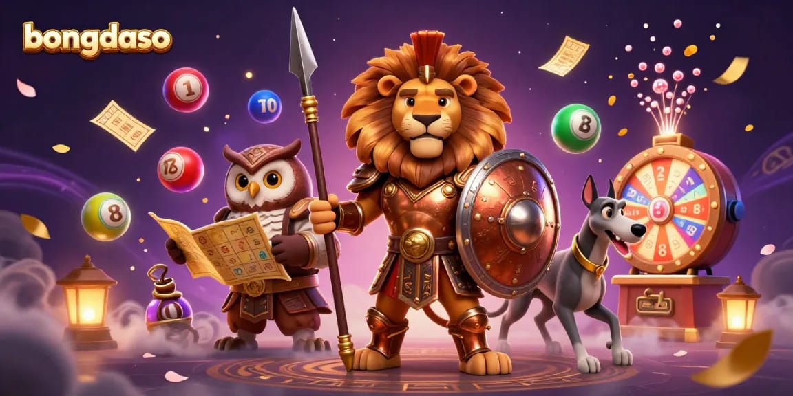 Bongdaso showcases a vibrant casino scene with dynamic lottery action and immersive elements.