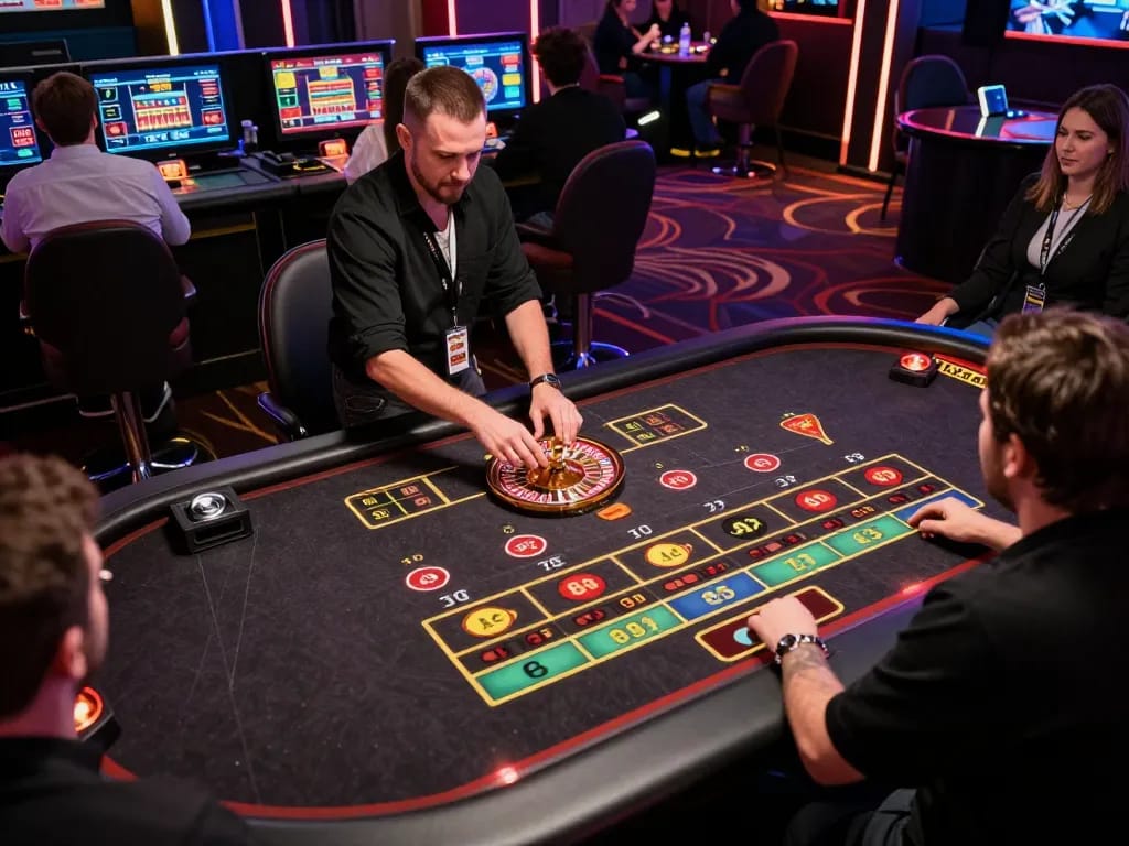 LUCKY88 players engaging in a vibrant live dealer roulette game showcasing excitement and interaction