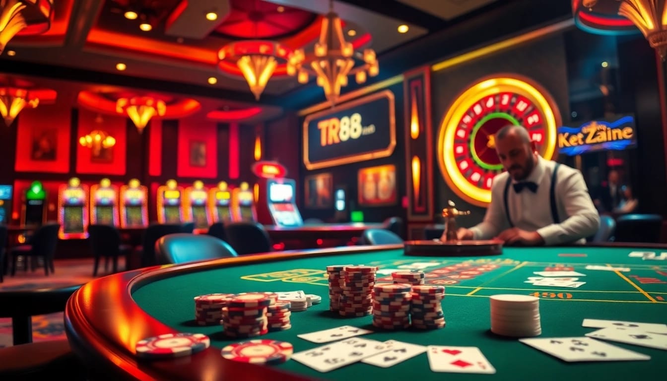 Experience thrilling gameplay at TR88 with vibrant casino tables and engaging slot machines.