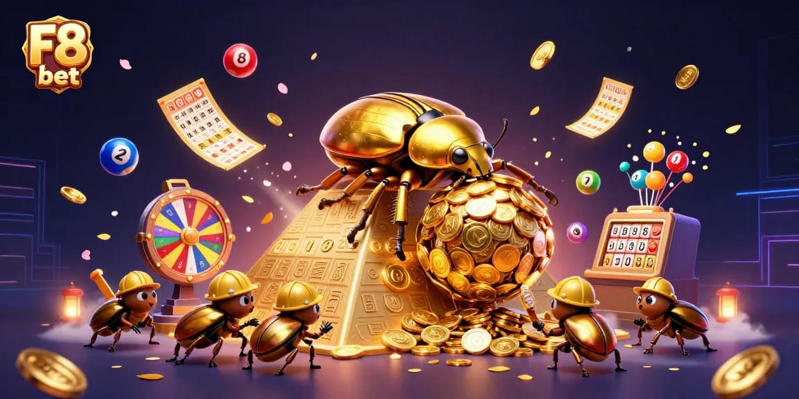 Experience the thrill of F8 bet with vibrant casino symbols and dynamic gameplay elements.