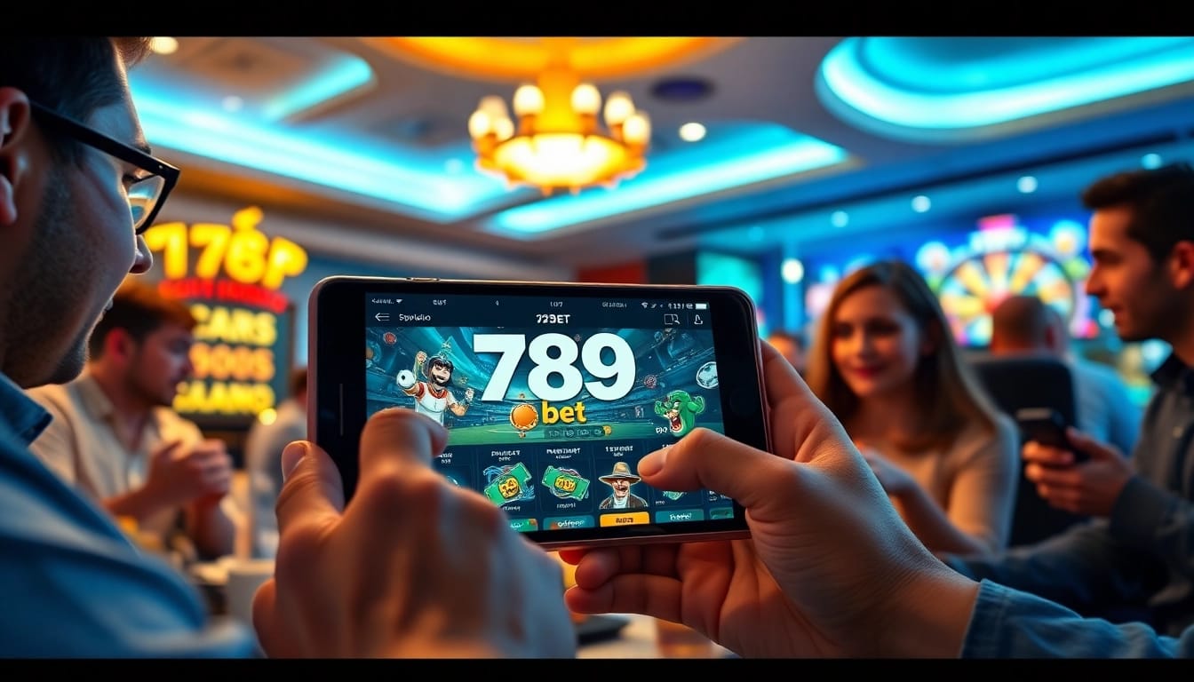 Vibrant 789 bet online gambling atmosphere featuring players enjoying poker and live casino.