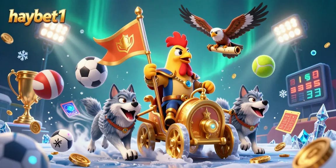 Join the excitement of sports betting with haybet1 in this dynamic casino illustration featuring fierce characters.