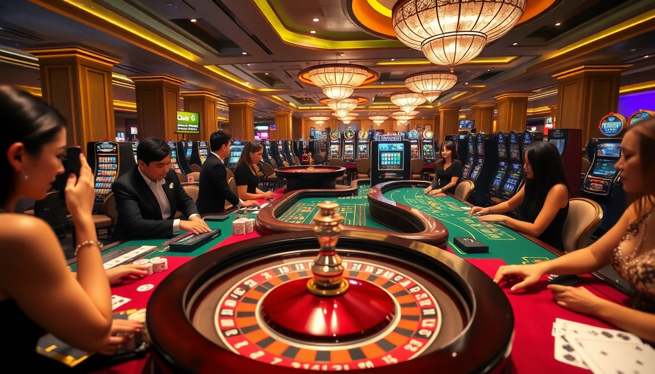 Exciting players engaging in games at OKFUN's vibrant casino atmosphere.