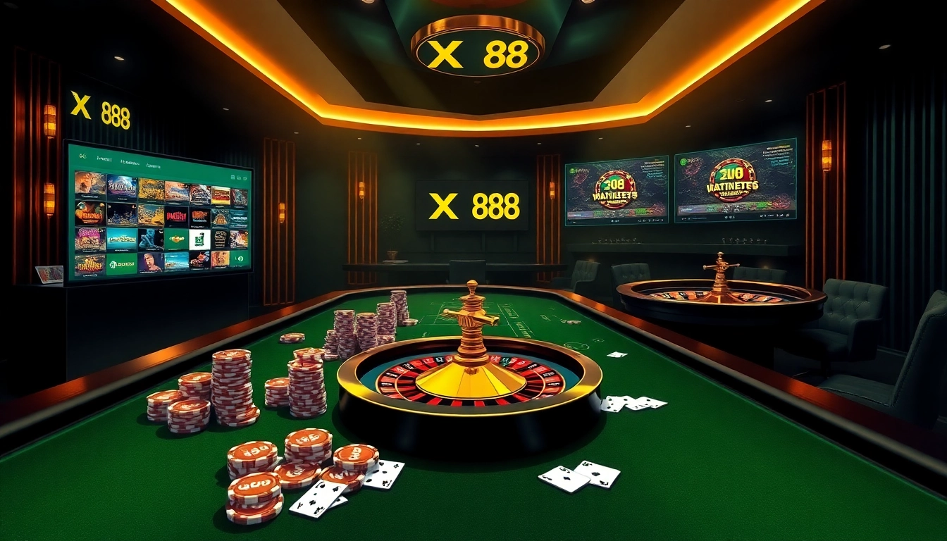 Engaging scene of XN 88 online casino showcasing vibrant tables and exciting gameplay elements.