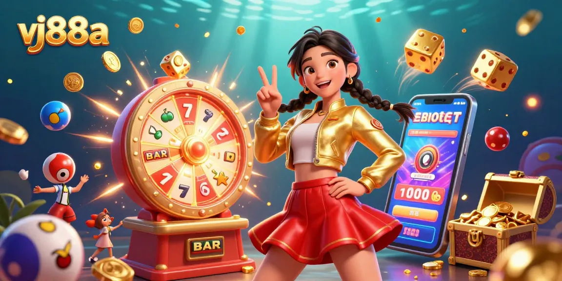 Engage in the vibrant atmosphere of vj88a's online casino experience with dynamic characters and game elements.
